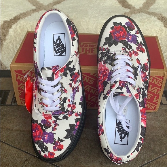 VANS ERA FLORALS BLACK/WHITE men’s - Picture 8 of 16